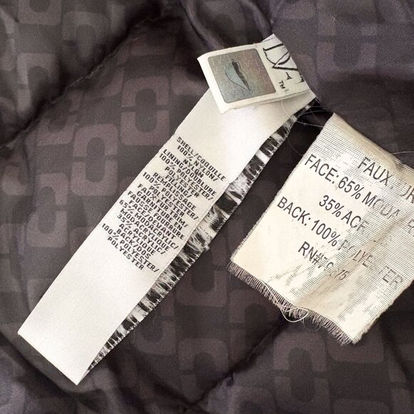 Diane Von Furstenberg Womens Winter Puffer Coat Faux Fur Hood Navy Small - Picture 7 of 7